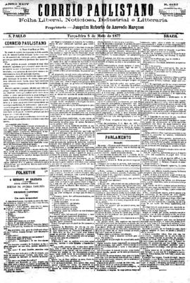 Correio paulistano [jornal], [s/n]. São Paulo-SP, 08 mai. 1877.