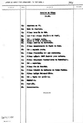 TV Tupi [emissora]. Correspondentes Brasileiros Associados [programa]. Roteiro [televisivo], 11 out. 1971.