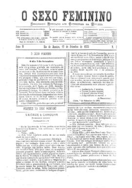 O Sexo feminino [jornal], a. 2, n. 7. Campanha-MG, 12 set. 1875.
