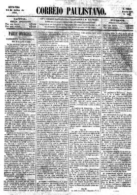 Correio paulistano [jornal], [s/n]. São Paulo-SP, 25 jul. 1856.