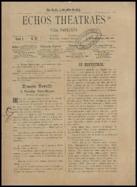 Echos theatraes [jornal], a. 1, n. 6. São Paulo-SP, 13 jul. 1895.