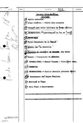 TV Tupi [emissora]. Ultra Notícias [programa]. Roteiro [televisivo], 03 jan. 1969.