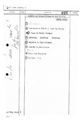 TV Tupi [emissora]. Ultra Notícias [programa]. Roteiro [televisivo], 07 jun. 1968.