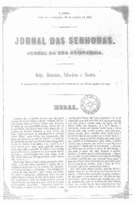 O Jornal das senhoras [jornal], a. 3, t. 6, [s/n]. Rio de Janeiro-RJ, 13 ago. 1854.