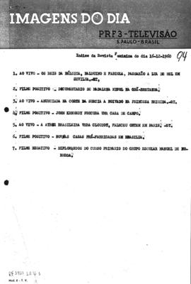 TV Tupi [emissora]. Revista Feminina [programa]. Roteiro [televisivo], 16 dez. 1960.
