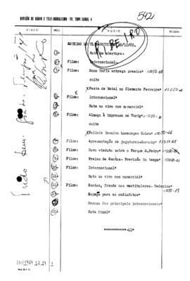 TV Tupi [emissora]. Ultra Notícias [programa]. Roteiro [televisivo], 19 dez. 1969.