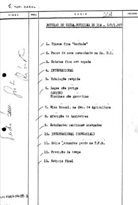 TV Tupi [emissora]. Ultra Notícias [programa]. Roteiro [televisivo], 05 set. 1967.