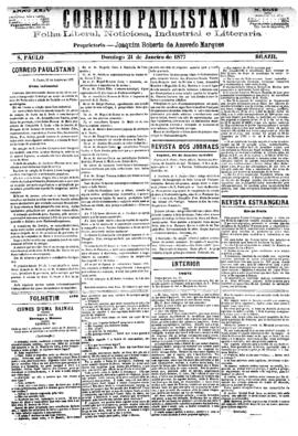 Correio paulistano [jornal], [s/n]. São Paulo-SP, 21 jan. 1877.