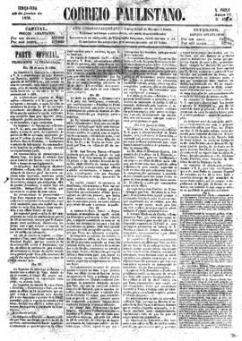 Correio paulistano [jornal], [s/n]. São Paulo-SP, 10 jun. 1856.