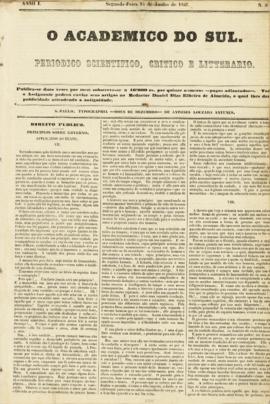 O Academico do Sul [jornal], a. 1, n. 6. São Paulo-SP, 15 jun. 1857.
