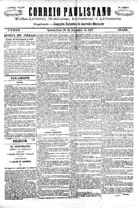 Correio paulistano [jornal], [s/n]. São Paulo-SP, 20 set. 1877.