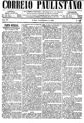 Correio paulistano [jornal], [s/n]. São Paulo-SP, 08 nov. 1856.