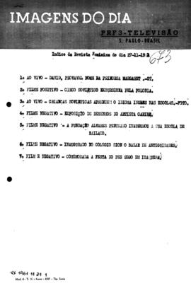 TV Tupi [emissora]. Revista Feminina [programa]. Roteiro [televisivo], 27 nov. 1961.