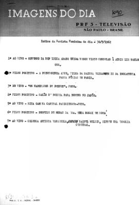 TV Tupi [emissora]. Revista Feminina [programa]. Roteiro [televisivo], 30 jul. 1962.