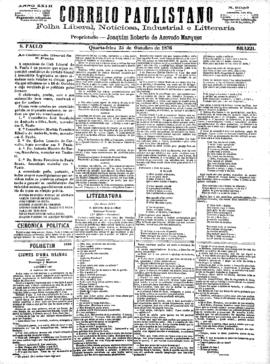 Correio paulistano [jornal], [s/n]. São Paulo-SP, 25 out. 1876.