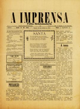 A Imprensa [jornal], a. 1, n. 8. Bauru-SP, 23 jun. 1912.