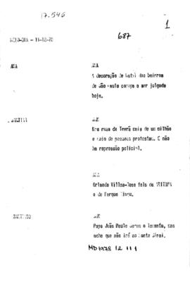 TV Tupi [emissora]. Meio Dia [programa]. Roteiro [televisivo], 11 dez. 1978.