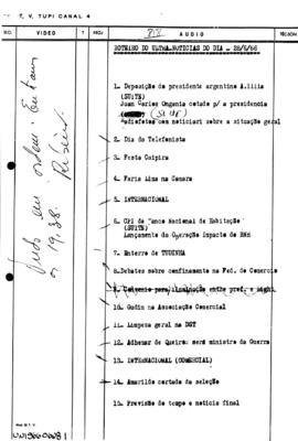 TV Tupi [emissora]. Ultra Notícias [programa]. Roteiro [televisivo], 28 jun. 1966.