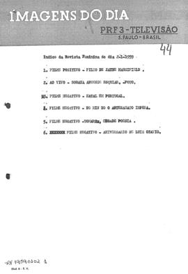 TV Tupi [emissora]. Revista Feminina [programa]. Roteiro [televisivo], 02 jan. 1959.
