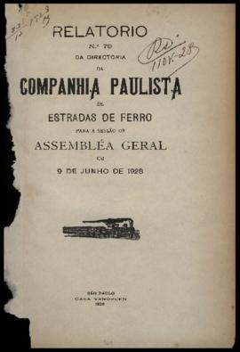 Relatório…, nº 079, 1927. Criador(a): Companhia Paulista de Estradas de Ferro. São Paulo-SP: Casa...