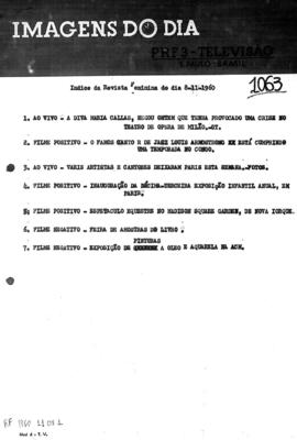 TV Tupi [emissora]. Revista Feminina [programa]. Roteiro [televisivo], 08 nov. 1960.
