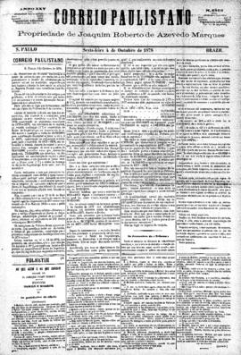 Correio paulistano [jornal], [s/n]. São Paulo-SP, 04 out. 1878.