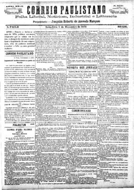 Correio paulistano [jornal], [s/n]. São Paulo-SP, 01 dez. 1876.