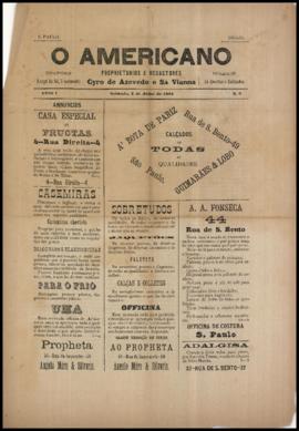 O Americano [jornal], a. 1, n. 5. São Paulo-SP, 02 jul. 1881.