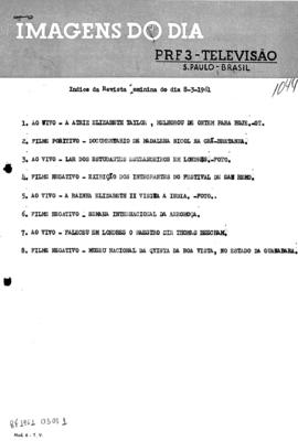 TV Tupi [emissora]. Revista Feminina [programa]. Roteiro [televisivo], 08 mar. 1961.