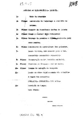 TV Tupi [emissora]. Ultra Notícias [programa]. Roteiro [televisivo], 16 jun. 1971.