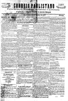 Correio paulistano [jornal], [s/n]. São Paulo-SP, 31 out. 1877.