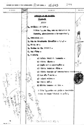 TV Tupi [emissora]. Correspondentes Brasileiros Associados [programa]. Roteiro [televisivo], 15 out. 1971.