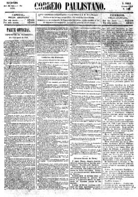 Correio paulistano [jornal], [s/n]. São Paulo-SP, 12 ago. 1856.