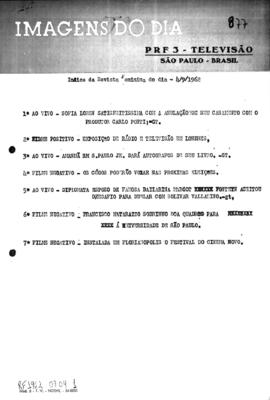 TV Tupi [emissora]. Revista Feminina [programa]. Roteiro [televisivo], 04 set. 1962.