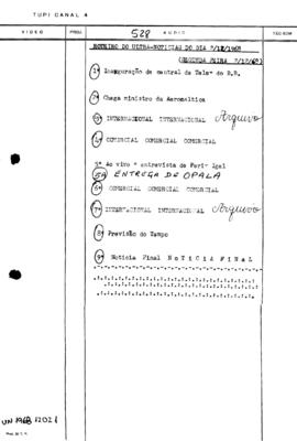 TV Tupi [emissora]. Ultra Notícias [programa]. Roteiro [televisivo], 02 dez. 1968.