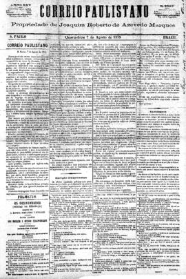 Correio paulistano [jornal], [s/n]. São Paulo-SP, 07 ago. 1878.