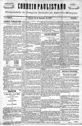 Correio paulistano [jornal], [s/n]. São Paulo-SP, 19 out. 1878.