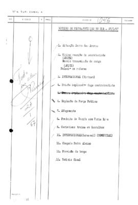 TV Tupi [emissora]. Ultra Notícias [programa]. Roteiro [televisivo], 27 jan. 1967.