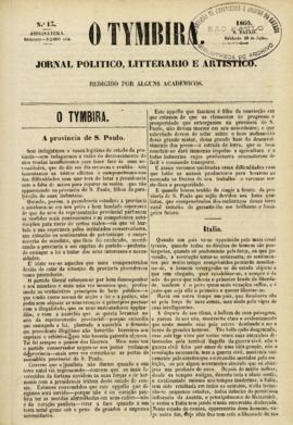 O Tymbira [jornal], n. 13. São Paulo-SP, 28 jul. 1860.
