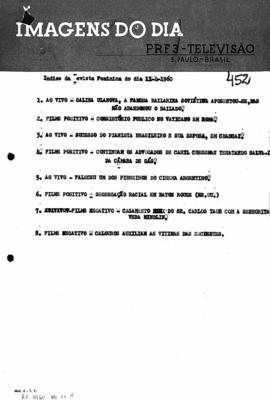 TV Tupi [emissora]. Revista Feminina [programa]. Roteiro [televisivo], 11 abr. 1960.