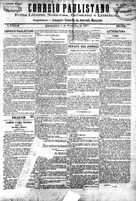 Correio paulistano [jornal], [s/n]. São Paulo-SP, 01 fev. 1877.