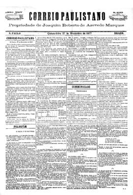 Correio paulistano [jornal], [s/n]. São Paulo-SP, 27 dez. 1877.