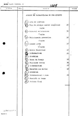 TV Tupi [emissora]. Ultra Notícias [programa]. Roteiro [televisivo], 17 fev. 1969 [versão 1].