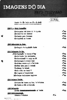 TV Tupi [emissora]. Diário de São Paulo na T.V. [programa]. Roteiro [televisivo], 06 mai. 1960.