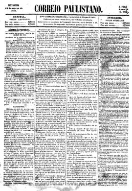 Correio paulistano [jornal], [s/n]. São Paulo-SP, 28 mar. 1856.