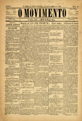 O Movimento [jornal], a. 1, n. 44. São Carlos do Pinhal-SP, 10 nov. 1889.