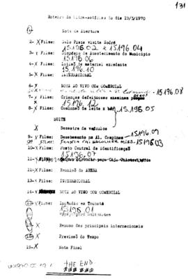 TV Tupi [emissora]. Ultra Notícias [programa]. Roteiro [televisivo], 19 mai. 1970.