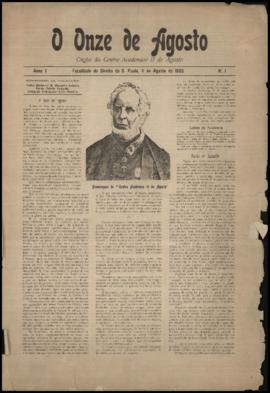 O Onze de Agosto [jornal], a. 1, n. 1. São Paulo-SP, 11 ago. 1903.
