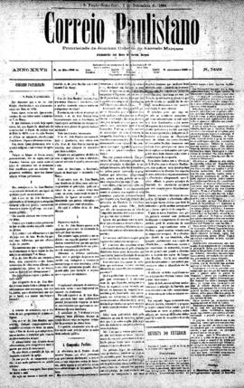 Correio paulistano [jornal], [s/n]. São Paulo-SP, 02 set. 1881.