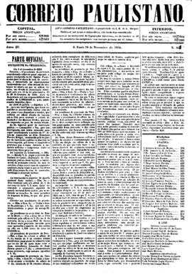 Correio paulistano [jornal], [s/n]. São Paulo-SP, 19 nov. 1856.